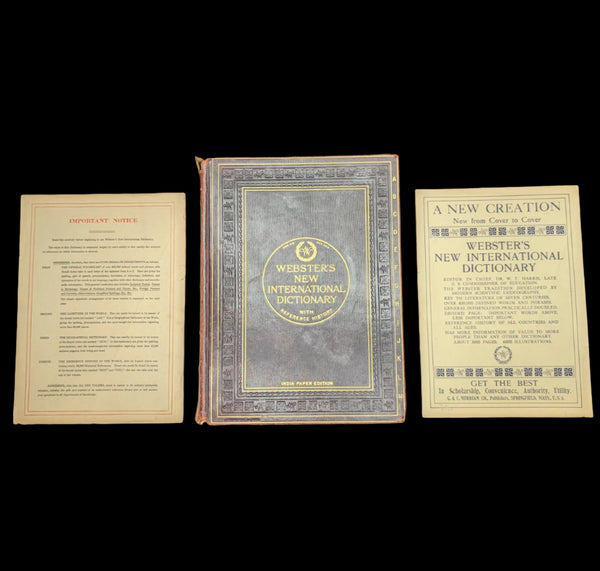 Webster's New International Dictionary by G. & C. Merriam Co. (RARE India Paper Edition), 1915 🕰️ 📜📚