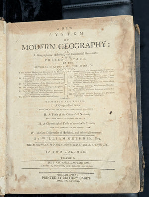 A New System of Modern Geography (Vol. I) by William Guthrie (First American Edition), 1794 📜🎨🇺🇸