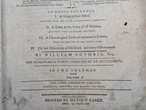 A New System of Modern Geography (Vol. I) by William Guthrie (First American Edition), 1794 📜🎨🇺🇸