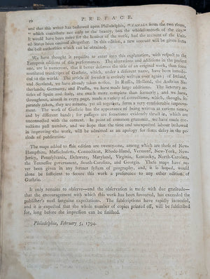 A New System of Modern Geography (Vol. I) by William Guthrie (First American Edition), 1794 📜🎨🇺🇸