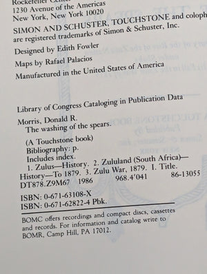 The Washing of the Spears, by Donald R. Morris, (First Edition, with Inscription), 1965 📜🇿🇦⚔️