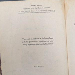 Shadow Castle by Marian Cockrell (RARE First Printing), 1945. 🏰✨📜