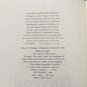 The Outlaws of Sherwood by Robin McKinley (Signed, First Edition, Third Printing), 1988 🏹🌳👸