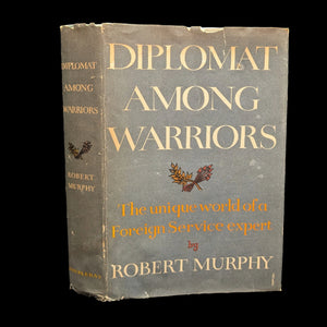 The image shows the cover of the book 'Diplomat Among Warriors' by Robert Murphy, published in 1964. The cover features a title logo, author's name, and a decorative design with what appears to be a stylized bird or a heraldic emblem in the upper section.