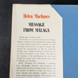 Message from Malaga by Helen MacInnes (First Edition with Inscription), 1971 🇪🇸🕵️‍♀️📜