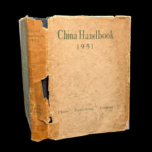 Worn cover of the 'China Handbook, China Yearbook, 1951' with the title and publisher information printed on the front.