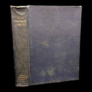 A photo of the cover of the 'China Handbook, China Yearbook, 1954-1955' with visible signs of wear and dirt on the dust jacket.