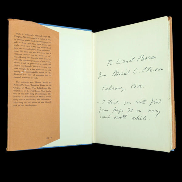 National Music by Ralph Vaughan Williams (First Edition with Inscription), 1934 🎶🇬🇧🇺🇸