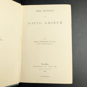 The History of David Grieve by Mrs. Humphry Ward (Early Edition), 1892 📜🕰️🇬🇧