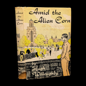 Cover of the book 'Amid The Alien Corn' showing an illustration of a town square with people in the foreground and background, and a title page with the author's name.