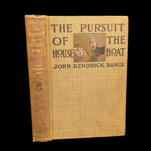 Cover of the book 'The Pursuit Of The House Boat' by John Kendrick Bangs, featuring an illustration of a man in a boat.