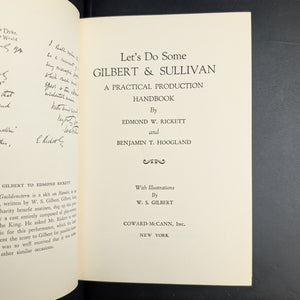 Let's Do Some Gilbert & Sullivan, by Edmond W. Rickett, (First Edition), 1940 🎭🎶📜