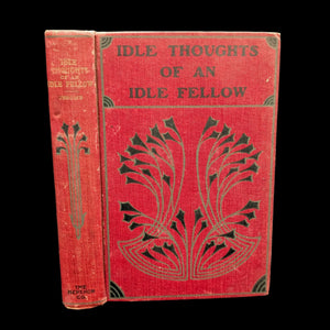 Cover of the book 'Idle Thoughts of an Idle Fellow' featuring a red background with black decorative patterns and text.