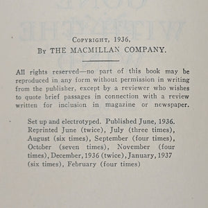 Gone With The Wind by Margaret Mitchell (RARE Early Printing, Book Cover Slips), February 1937 📜🇺🇸💔