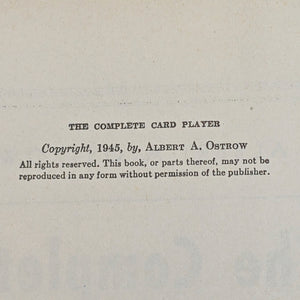 The Complete Card Player by Albert A. Ostrow (Vintage 1945 Third Printing) 🃏🎲📖
