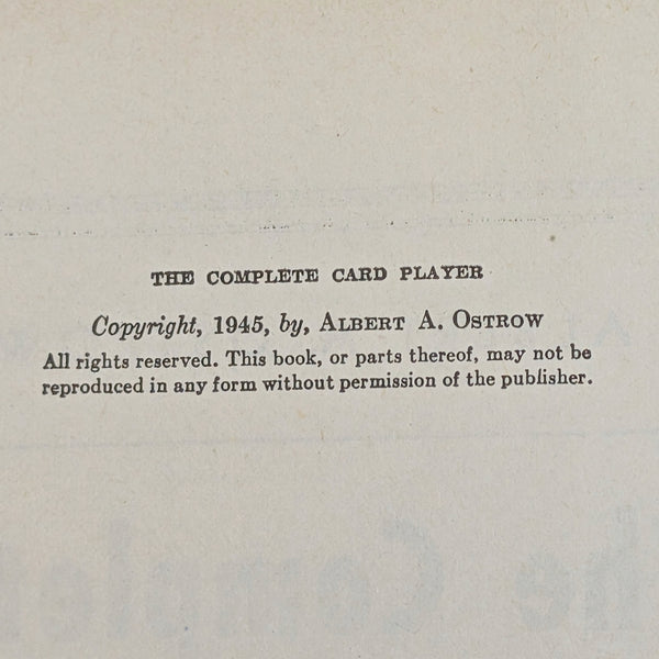 The Complete Card Player von Albert A. Ostrow (Vintage 1945, dritte Auflage) 🃏