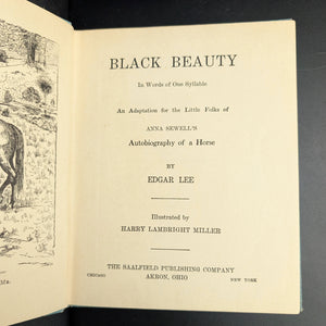 Black Beauty: In Words of One Syllable, by Anna Sewell (adapted), (RARE, Illustrated, Prize Inscription), 1905 📜🐎✨