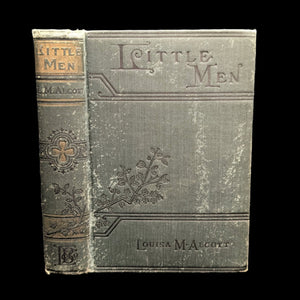 Cover of the book 'Little Men' by Louisa May Alcott, displaying significant wear and tear.