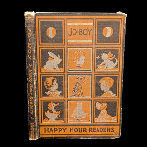Cover of the book 'Jo-Boy' featuring a grid of black and white illustrations depicting a boy and various animals.