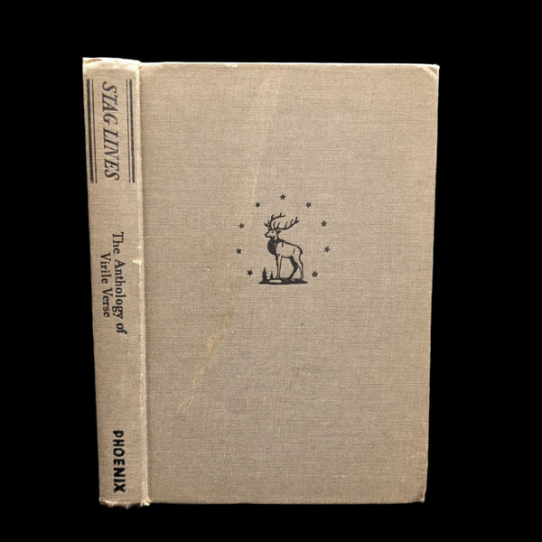 A hardcover book titled 'Stag Lines: The Anthology of Virile Verse' by Maxwell Droke, with a deer illustration on the cover.