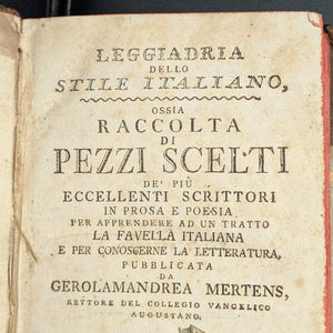 Leggiadria Del Stile Italiano, de Gerolamandrea Mertens, (RARO, Edición de Augsburgo), 1778 📚🎨🇮🇹