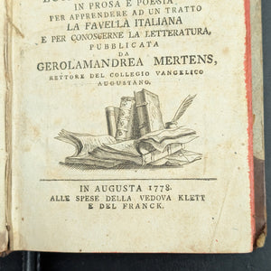 Leggiadria Del Stile Italiano, de Gerolamandrea Mertens, (RARO, Edición de Augsburgo), 1778 📚🎨🇮🇹