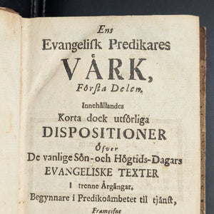 Ens Evangelisk Predikares Värk by Johan Gustaf Bergius (Rare First Part), 1773 🇸🇪📖✝️