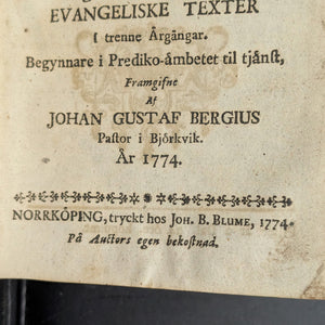 Ens Evangelisk Predikares Värk by Johan Gustaf Bergius (Rare First Part), 1773 🇸🇪📖✝️
