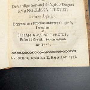 Ens Evangelisk Predikares Värk by Johan Gustaf Bergius (Rare First Part), 1773 🇸🇪📖✝️