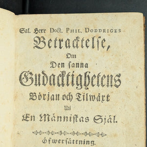 Betraktelse Om Den Sanna Gudacktighetens Början Och Tilwärxt by Philip Doddridge (RARE Second Swedish Edition, 1773) 🇸🇪📜⛪️