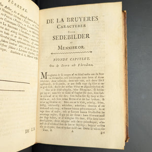 De la Bruyères Caracterer Eller Sede-Bilder Af Menniskor von Jean de La Bruyère (Seltene erste schwedische Ausgabe), 1764 📜🇸🇪🧐