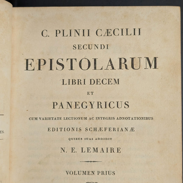 C. Plinii Caecilii Secundi Epistolarum Libri Decem et Panegyricus by Pliny the Younger (Rare Lemaire Edition), 1822 📜🏛️🧐