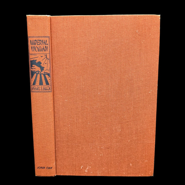 The cover of the book 'Imperial Woman, A Novel' by Pearl S. Buck, featuring a brown color with an embossed design and the title along the spine.