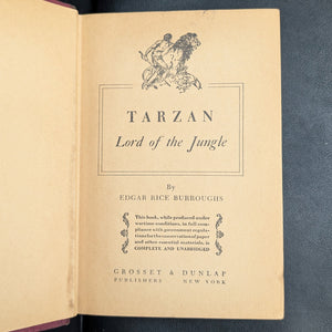 Tarzan: Lord Of The Jungle, by Edgar Rice Burroughs, (Grosset & Dunlap Edition), Undated 🦍🌿⚔️