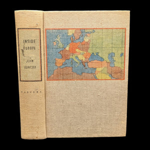 The cover of the book 'Inside Europe: Again Completely Revised' by John Gunther, featuring a map of Europe.