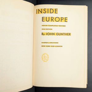 Inside Europe by John Gunther (Revised Edition), 1938 🗺️🏛️✍️