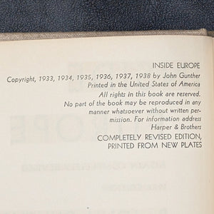 Inside Europe by John Gunther (Revised Edition), 1938 🗺️🏛️✍️