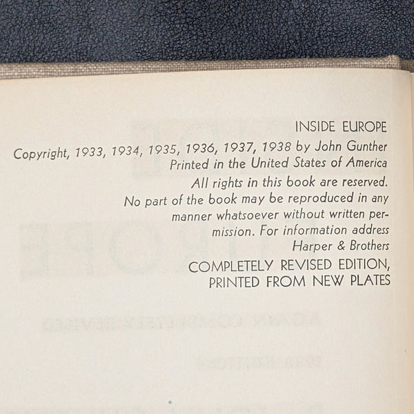 Inside Europe by John Gunther (Revised Edition), 1938 🗺️🏛️✍️
