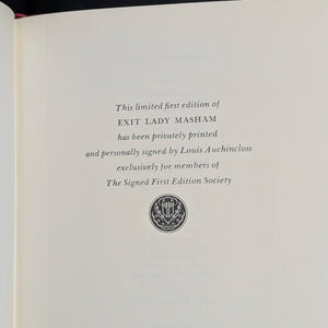 Exit Lady Masham by Louis Auchincloss (Signed Limited First Edition), 1983 📜✍️👑