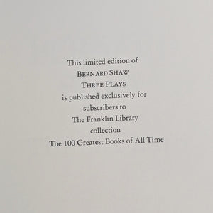 Bernard Shaw: Three Plays by Bernard Shaw (The Franklin Library Limited Edition), 1979 🎭📚📜