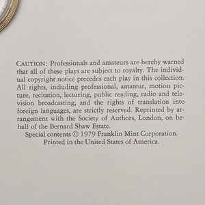 Bernard Shaw: Three Plays by Bernard Shaw (The Franklin Library Limited Edition), 1979 🎭📚📜