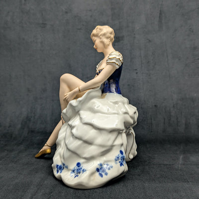 Wallendorf „Lady Cobalt“ Porzellanfigur (SELTEN, Deutschland), ca. Anfang des 20. Jahrhunderts 🩰🇩🇪👑