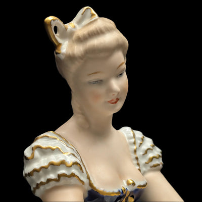 Wallendorf „Lady Cobalt“ Porzellanfigur (SELTEN, Deutschland), ca. Anfang des 20. Jahrhunderts 🩰🇩🇪👑