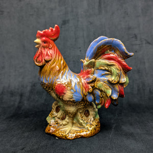 Vintage Hand-Painted Ceramic Rooster Figurine by Unknown Maker (Countryside, Rustic), Circa 1960s-1970s 🐓🎨🏡