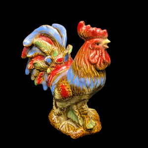 Vintage Hand-Painted Ceramic Rooster Figurine by Unknown Maker (Countryside, Rustic), Circa 1960s-1970s 🐓🎨🏡