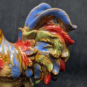 Vintage Hand-Painted Ceramic Rooster Figurine by Unknown Maker (Countryside, Rustic), Circa 1960s-1970s 🐓🎨🏡