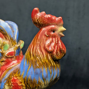 Vintage Hand-Painted Ceramic Rooster Figurine by Unknown Maker (Countryside, Rustic), Circa 1960s-1970s 🐓🎨🏡