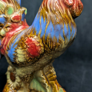 Vintage Hand-Painted Ceramic Rooster Figurine by Unknown Maker (Countryside, Rustic), Circa 1960s-1970s 🐓🎨🏡