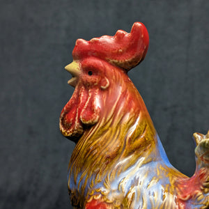 Vintage Hand-Painted Ceramic Rooster Figurine by Unknown Maker (Countryside, Rustic), Circa 1960s-1970s 🐓🎨🏡