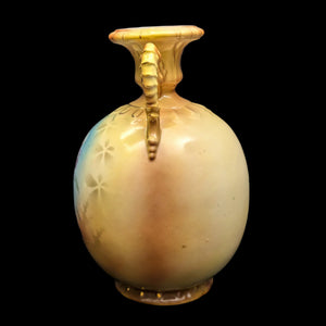 Antique Austrian Porcelain Vase – Hand-Painted Iris, Art Nouveau Sculptural Handles (Austria), c. 1910 🇦🇹🏺🎨